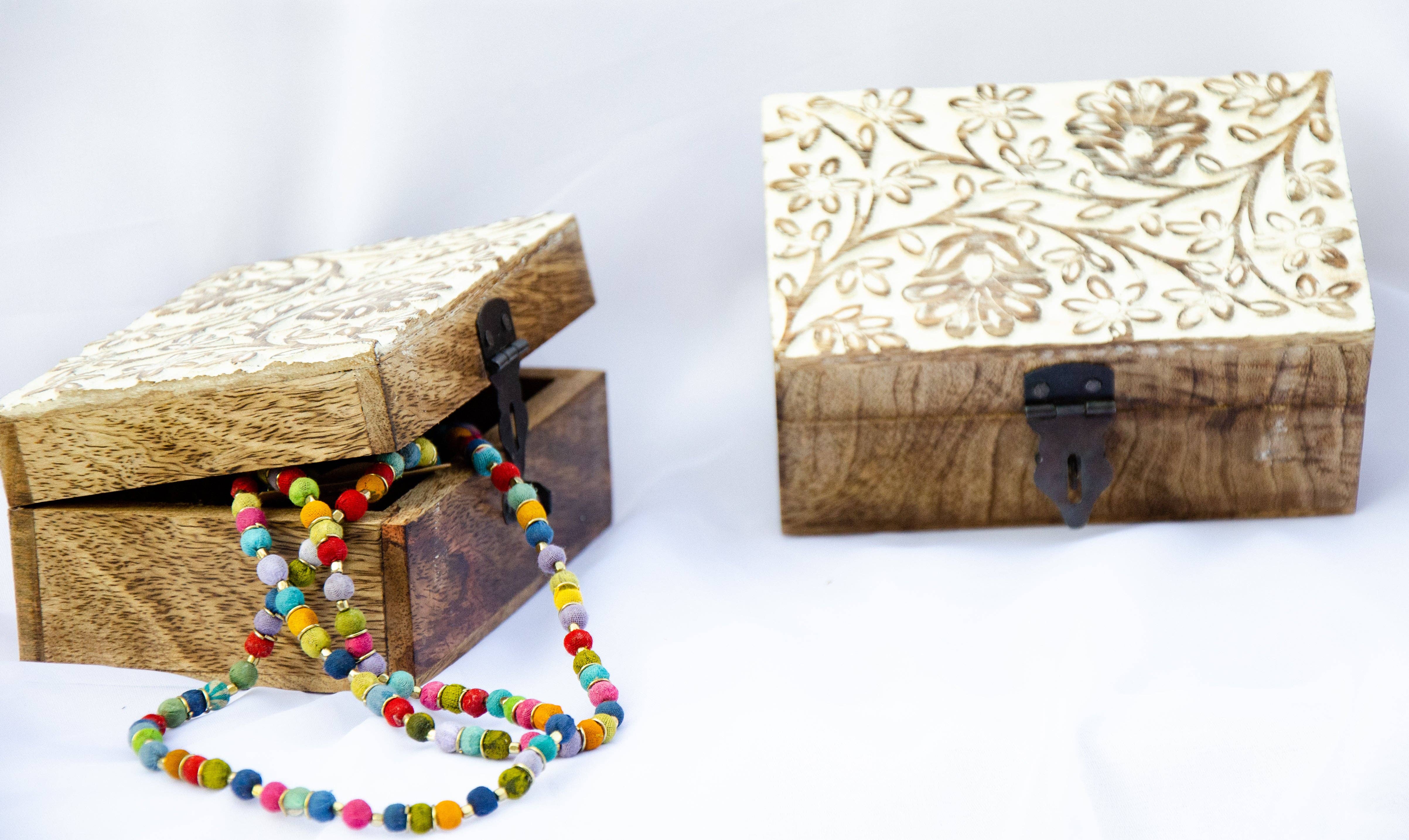 Hopes Unlimited - Wholesale Decorative Box - Wood Carved Box Whitewashed3