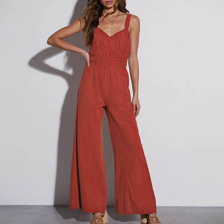 mahogany Women's Wide Jumpsuits Sleeveless Casual Pants Rompers for wholesale on Faire
