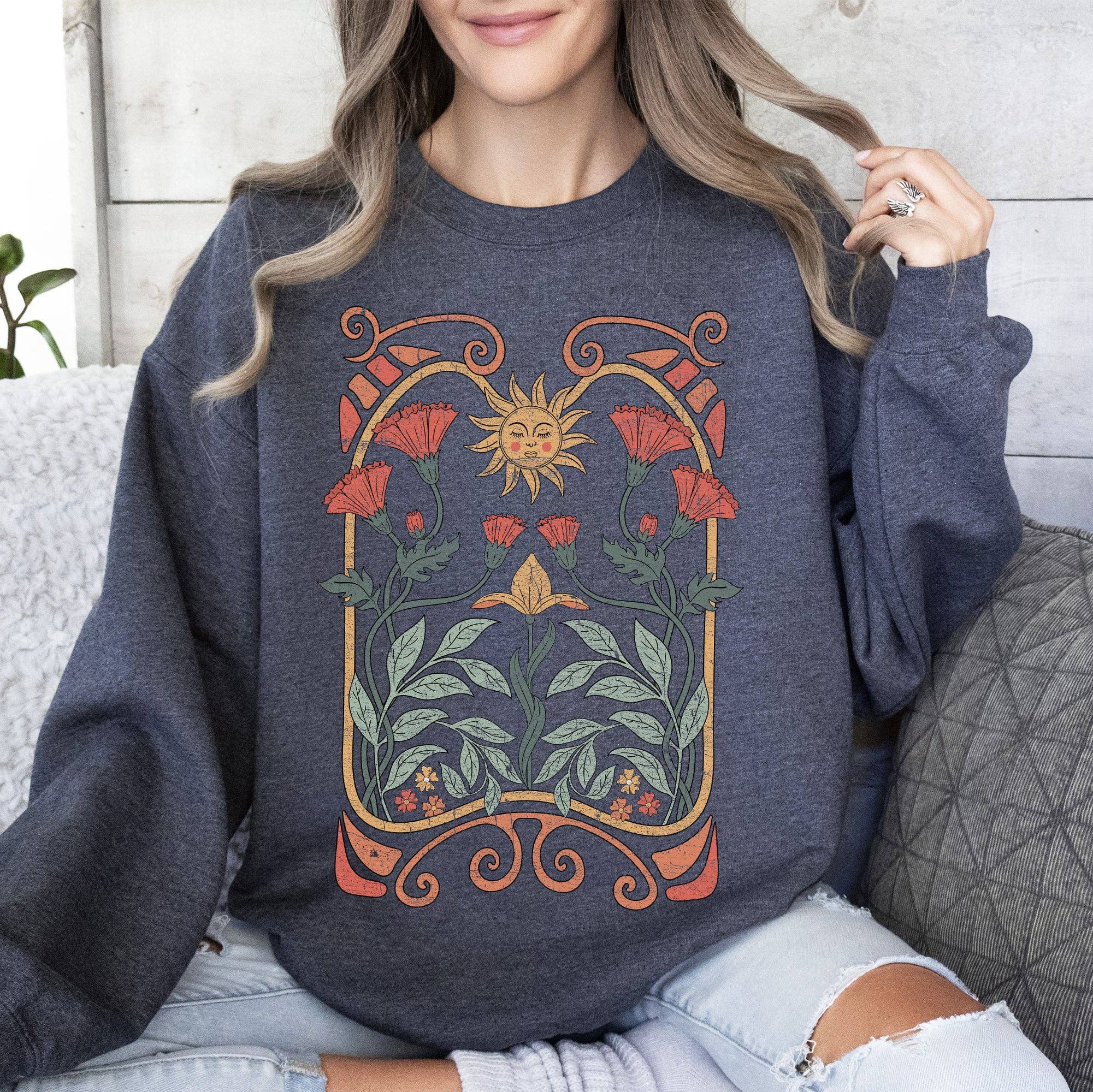 Refinery Number One LLC - Venta al por mayor Sudadera estampada - Mujer - Sudadera colorida con diseño Art Deco de estilo Art Nouveau celestial8