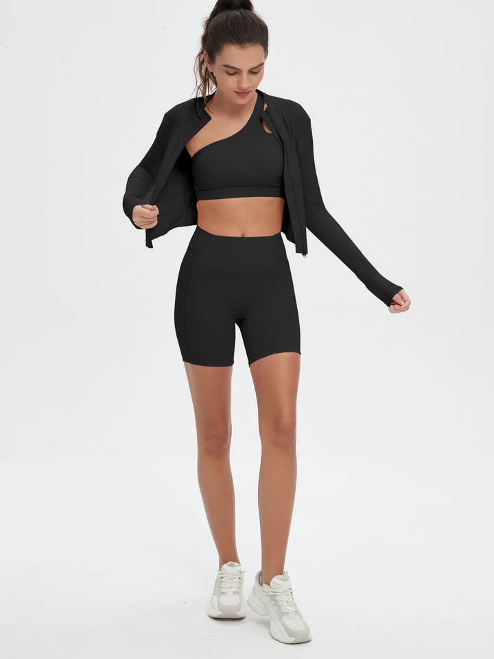 Mantra Active - Wholesale Activewear Set - Women's - Aurelia Sports Bra, Shorts and Jacket 3-Piece Set4