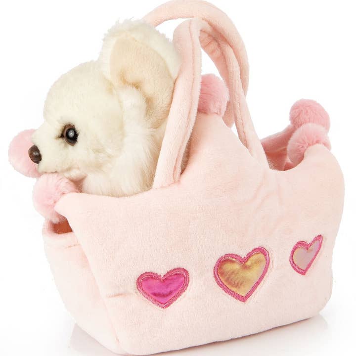 Uni Toys - Wholesale Stuffed/Plush Toy - Kids & Baby - Chihuahua (white) - with princess bag - cuddly/plush toy