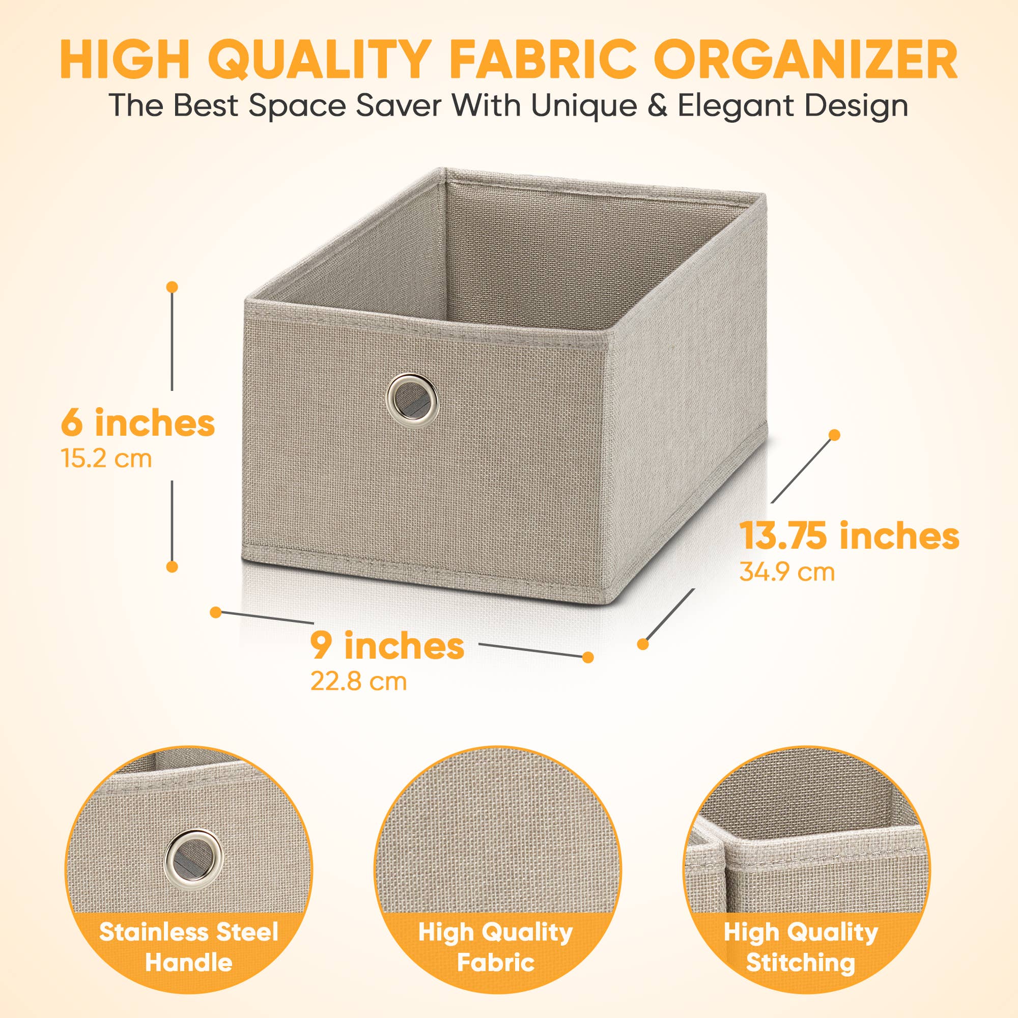 HOMEHAVEN - Wholesale Storage Bin - Fabric Bins W9xH6xL13.75" for Shelves, Set of 2, Grey4
