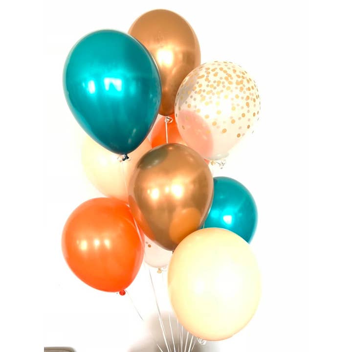Hullaballoons - Wholesale Balloon - Teal and Orange Balloons | Set of 10 Latex Balloons1