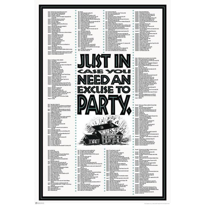 Juste au cas où vous auriez besoin d'une excuse pour faire la fête Affiche d'art amusante pour la vente par Gotham Gifts