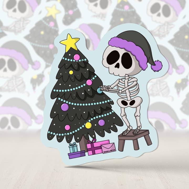 Skeleton Christmas Tree Sticker for wholesale by DoodleWitch