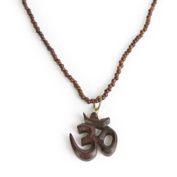 Rosewood Om Necklace for wholesale by Prabhuji's Gifts