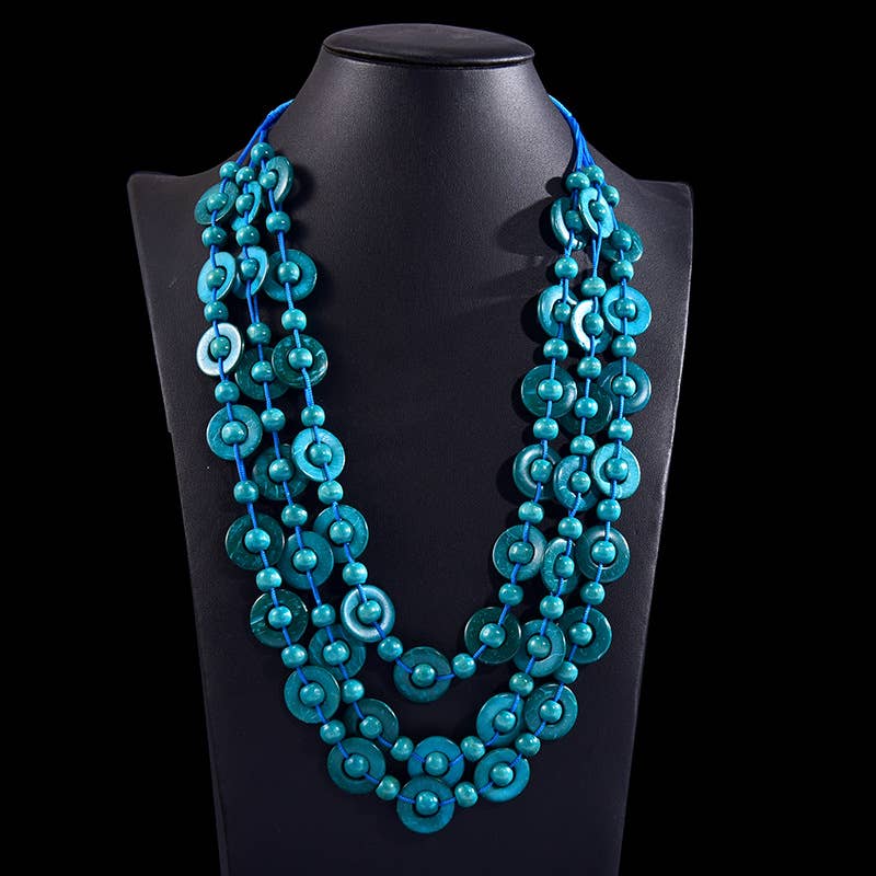 Tourtiwi - Venta al por mayor Collares de cuentas/perlas - Collar de concha de coco tejido a mano en capas múltiples.7