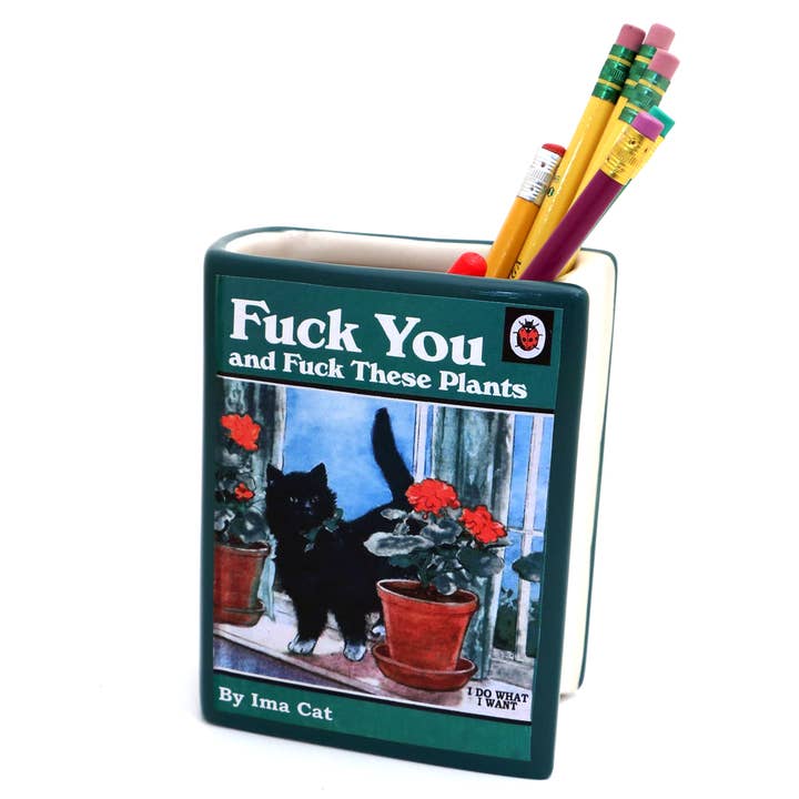 Lenny Mud - Wholesale Pen & Pencil Holder - Cats & Plants Book vase, decoupaged, pencil holder