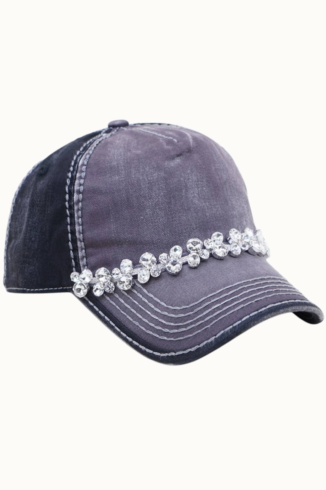 Olive & Pique - Wholesale Baseball Cap - Women's - Bejeweled Bling Glitz Two-Toned Cap, Adjustable