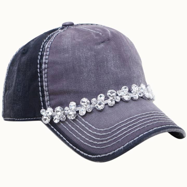 Olive & Pique - Wholesale Baseball Cap - Women's - Bejeweled Bling Glitz Two-Toned Cap, Adjustable0