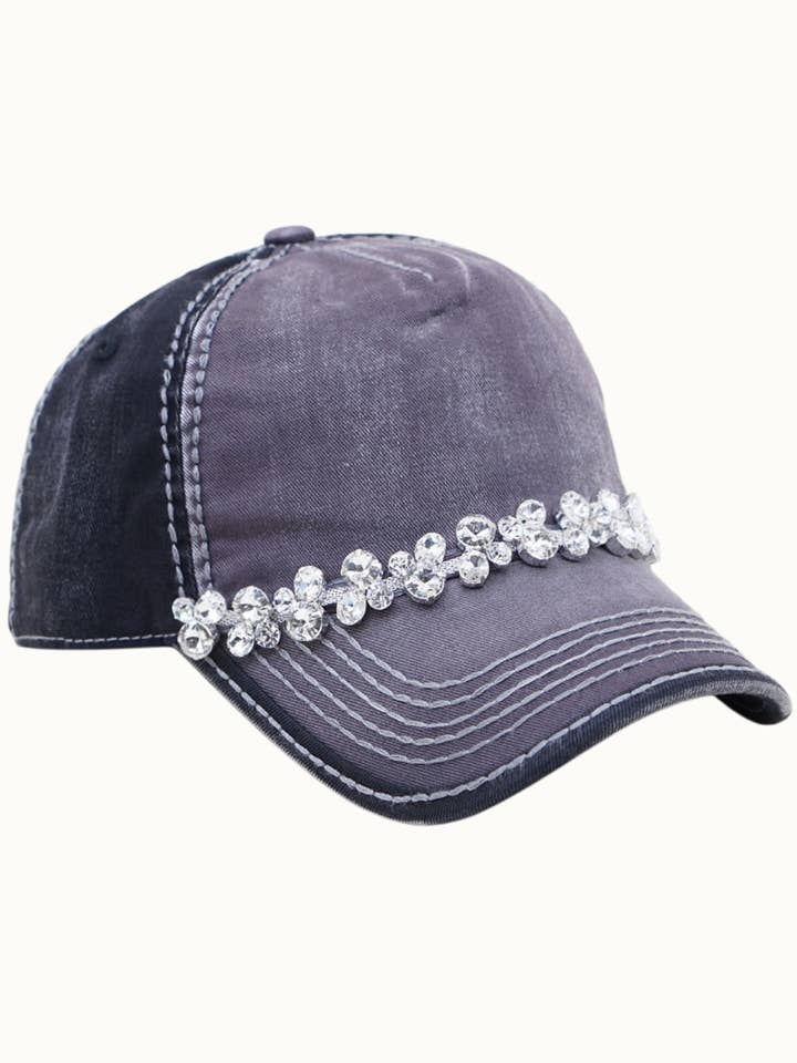 Bejeweled Bling Glitz Two-Toned Cap, Adjustable for wholesale by Olive & Pique