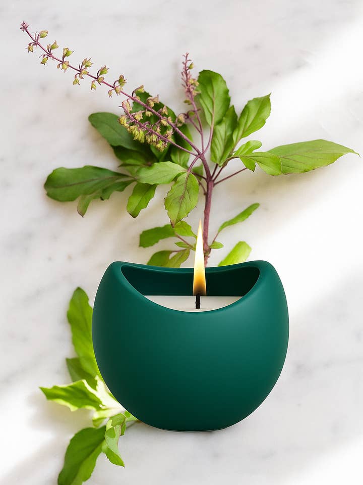 Holy Basil(Thulsi) Essential Oil Candle for wholesale by Wild Mango