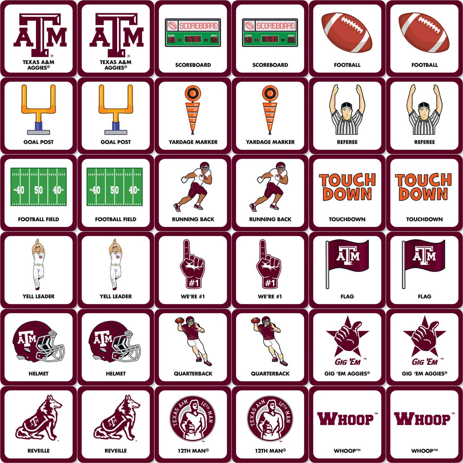 Masterpieces Puzzles - Wholesale Card Game - Texas A&M Aggies Matching Game1