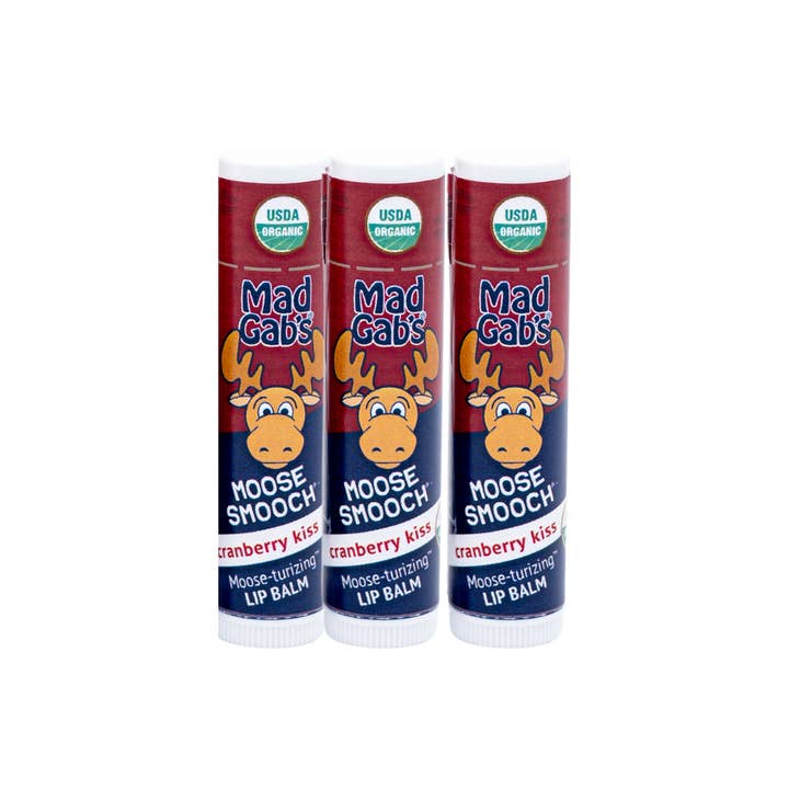 Mad Gab's - Wholesale Lip Balm - 3PK Organic Moose Smooch Cranberry Kiss Lip Balm Peg1