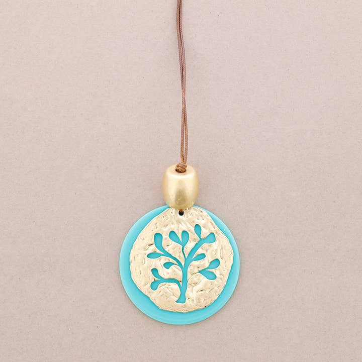 Sonata - Vente Colliers à pendentif - Collier long avec pendentif en résine métallique Medallon2