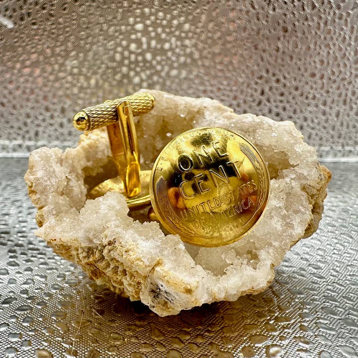 Mountainstruck Coin Rings and Jewelry - Wholesale Cufflinks - 24k Gold Plate U.S. Wheat Penny Coin Cufflinks