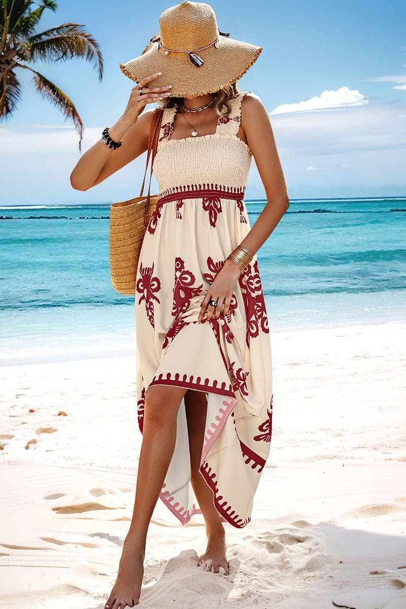 Elings - Wholesale Dress - Women's - Ruched Square Neck Sleeveless High Waist Dress16