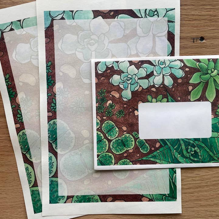 Stationery set - Succulents for wholesale by Christi Sobel