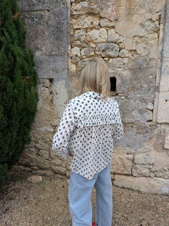 LNH EDIT - Wholesale Buttoned-down shirt – Women's - Darana Black ruffle shirt1