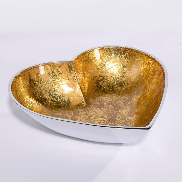 Gold Enamel Heart Dish – Sustainable Tableware - Reduced for wholesale by Globe Enterprise