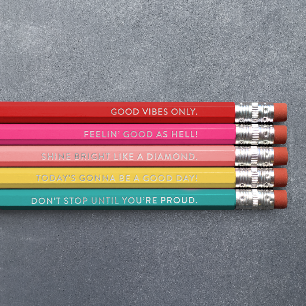 Huckleberry Letterpress – wholesale Pencil – Positivity Variety Pack - Pencil Pack of 50