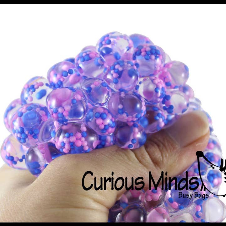 Curious Minds Toys – Engroshandel Fidget - Børn – 1 Konfetti Gel Fyldt Mesh Net Blob Ball - Squishy Fidget3