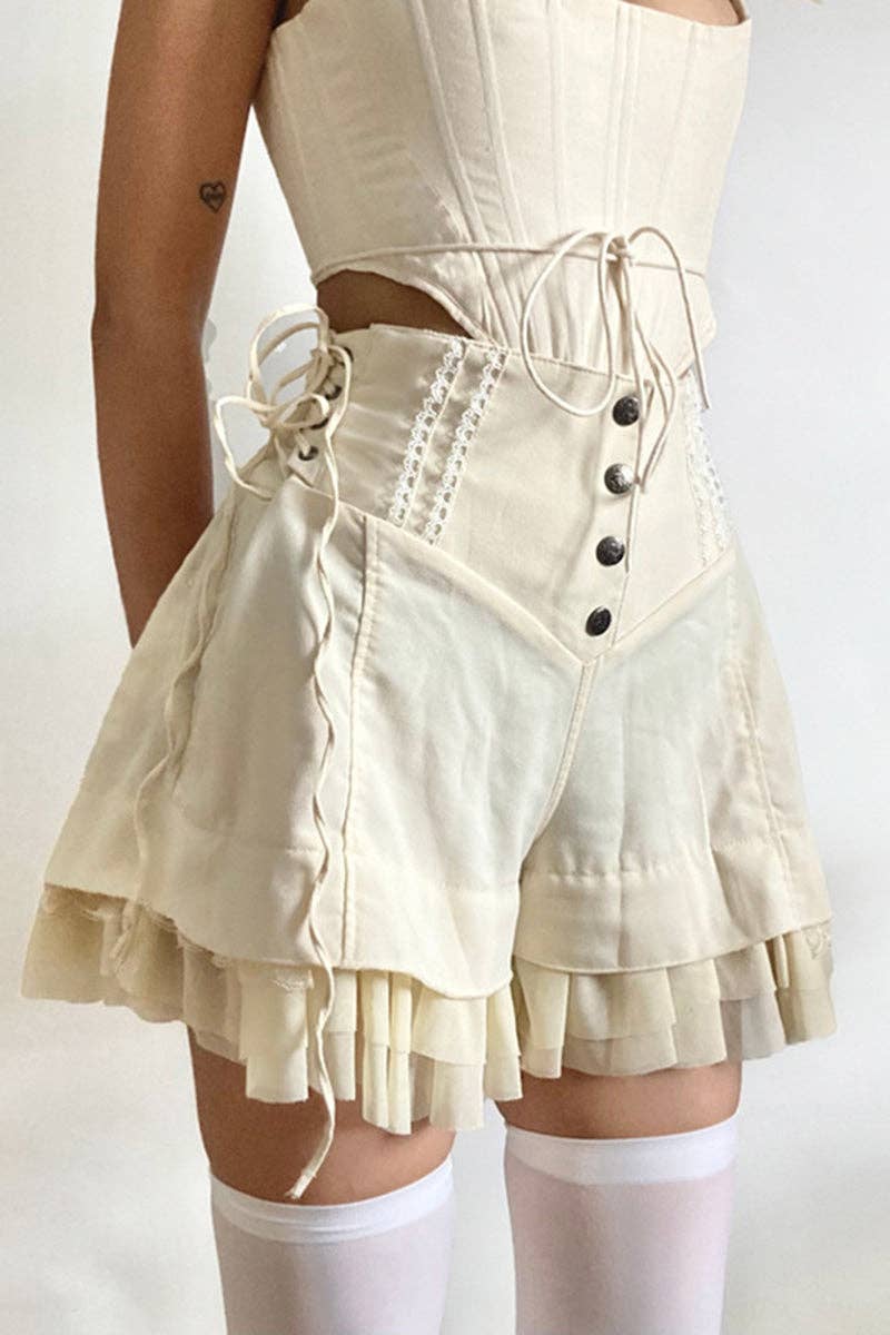 CÁQUI Calções Casuais com Bainha de Folhos e Atacadores para venda a revendedores na Faire0