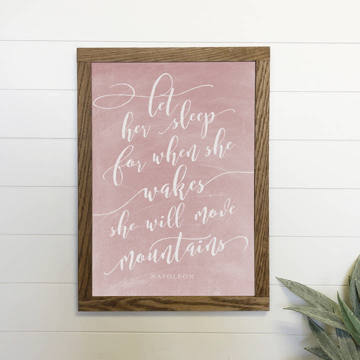 Hangout Home - Wholesale Sign - Let Her Sleep Canvas Wood Sign Framed Wall Art Print