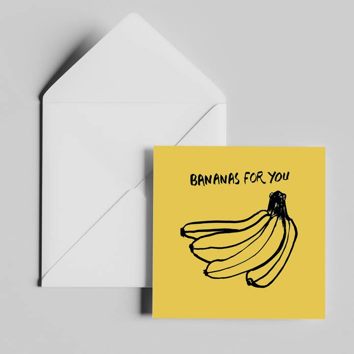 Bananas For You Greetings Card for wholesale by Megan Metcalf Studio