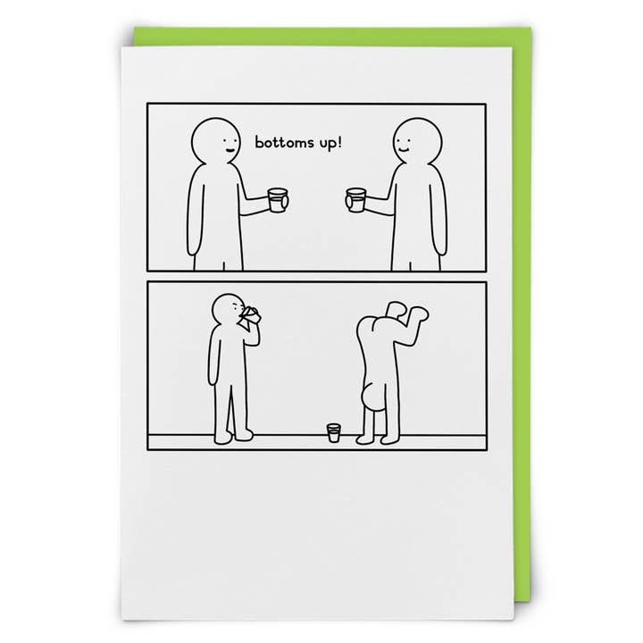 Bottoms Up Greeting Card for wholesale by Redback Cards - ALL duties and tariffs paid