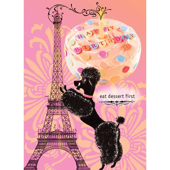 Eat Dessert Poodle Greeting Card for wholesale by Potluck Press