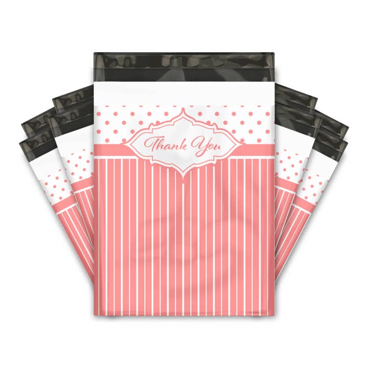 Pochettes d'expédition en polyéthylène imprimées à pois roses, 10 x 13 x 13 pour la vente par Eleven Fashion