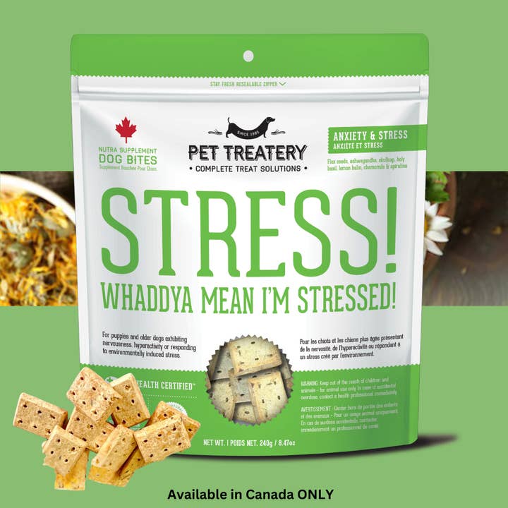Dog Supplements-Stress & Anxiety Supplement Dog Herbal Bites for wholesale by The Granville Island Pet Treatery (Canada)