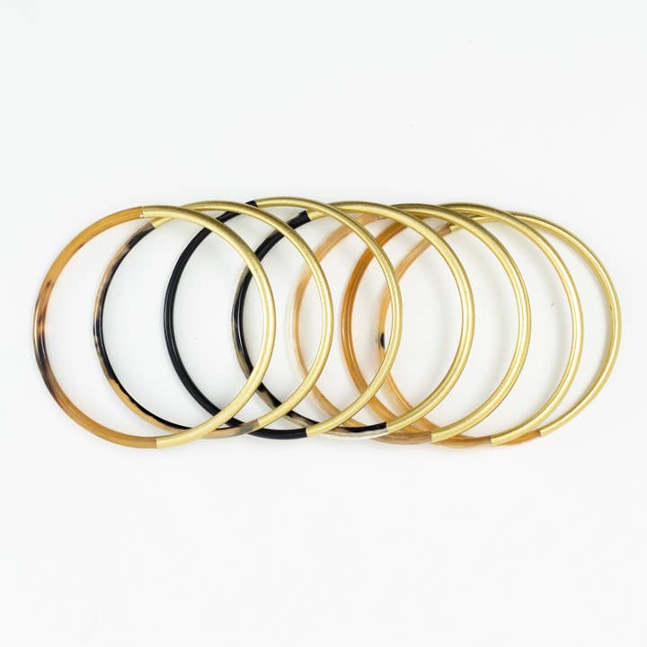 Sunshine Tienda - Wholesale Bangle Bracelet - Shiny Gold Horn Bangle Set3