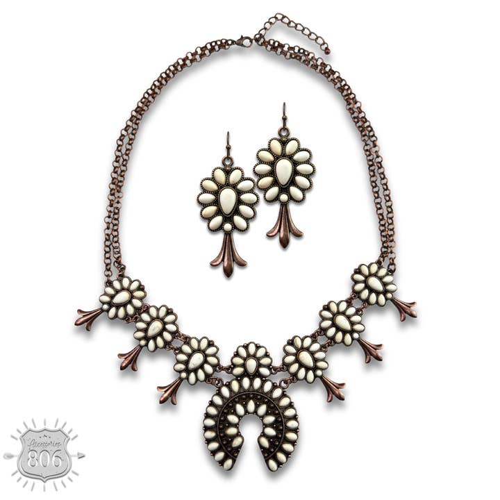 Pink Panache Brands - Wholesale Jewelry Set - Stone squash blossom necklace set - LC1