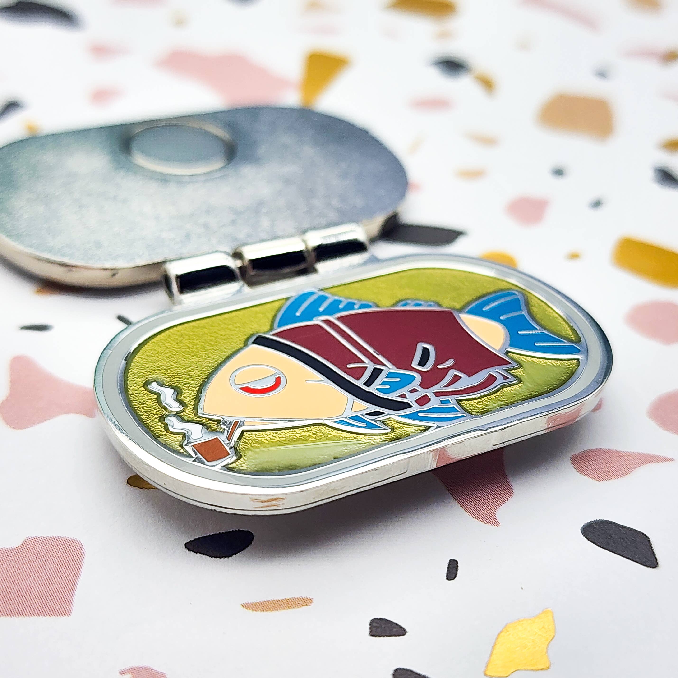 Toku Arts - Wholesale Lapel Pin/Button - Tinned Smoked Salmon Enamel Pin5