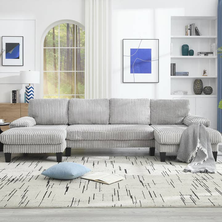 U-Shaped 4-Seat Sofa with Double Chaise, Velvet, 4 Colors for wholesale by 39F Inc.