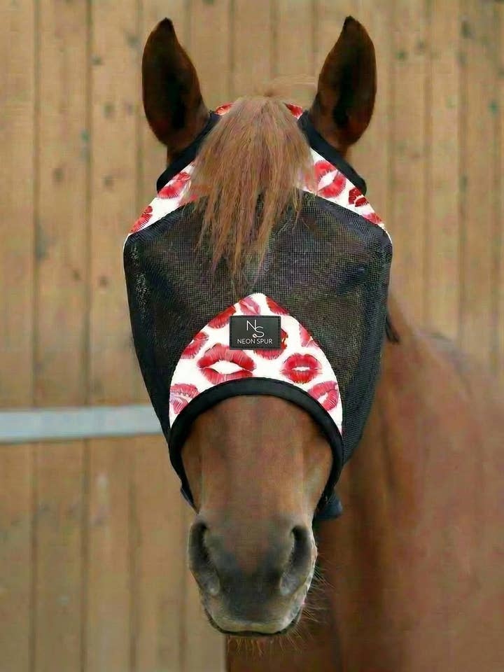 Smooch Horse Fly Mask -Black for wholesale by Neon Spur LLC