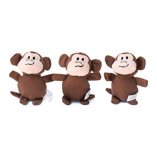 Wholesale ZIPPYPAWS Zippy Miniz 3-Pack Monkeys for your store Faire - Main Image