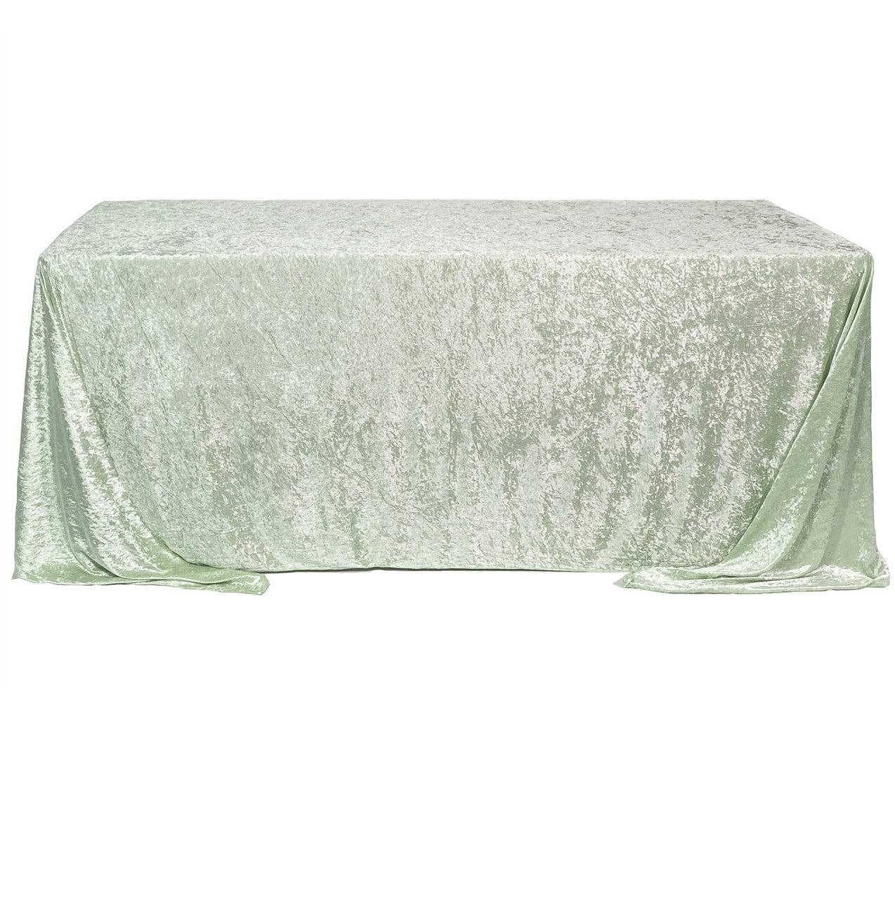 YOUR CHAIR COVERS - Wholesale Tablecloth - 90 x 132 Inch Rectangular Crushed Velvet Tablecloth Sage2