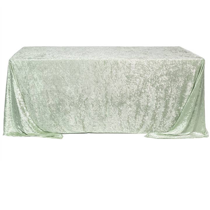 YOUR CHAIR COVERS - Wholesale Tablecloth - 90 x 132 Inch Rectangular Crushed Velvet Tablecloth Sage2