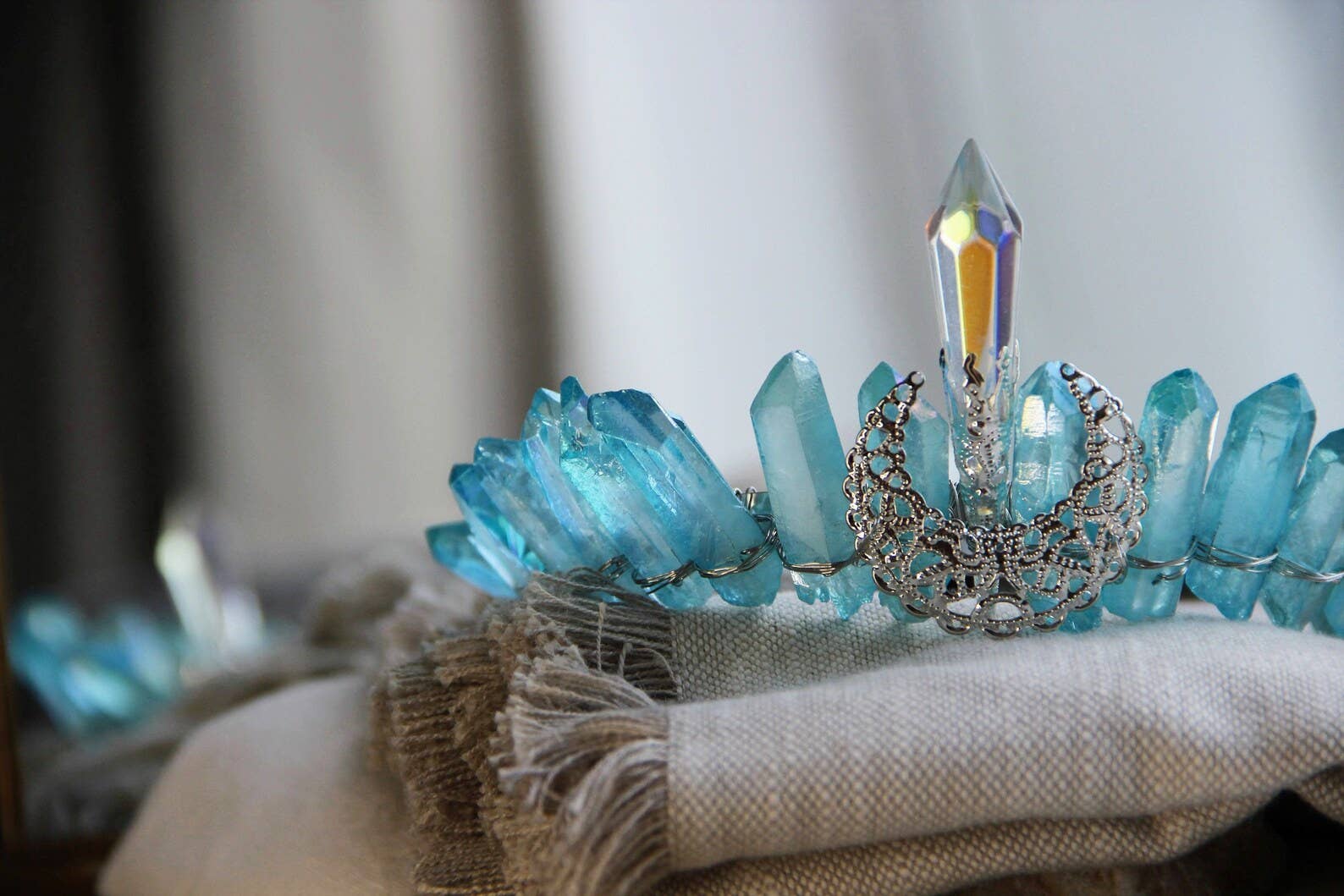 GenY Studio - Venta al por mayor Tiara - Mujer - Corona de cristal océano azul | Cordelia hija del mar7