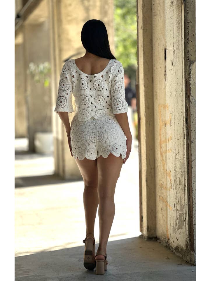 ACG Los Angeles - Wholesale Top & Short Set (NOT Loungewear) - Women's - Women's Crochet Eyelet Two Piece Set Top and Short 12