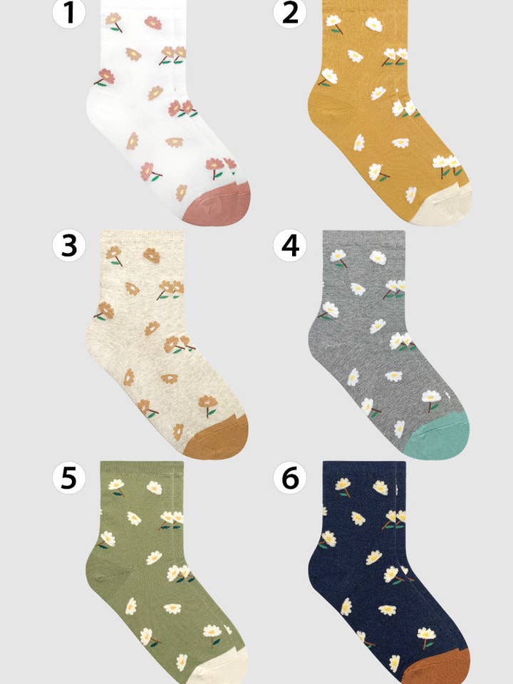 Chaussettes Crew Daisy Garden pour femmes pour la vente par 7DAYSSOCKS