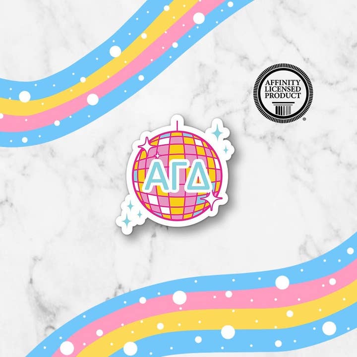 Cara Mak Design - Wholesale Sticker - Disco Ball Greek Letters Custom Sorority Vinyl Sticker