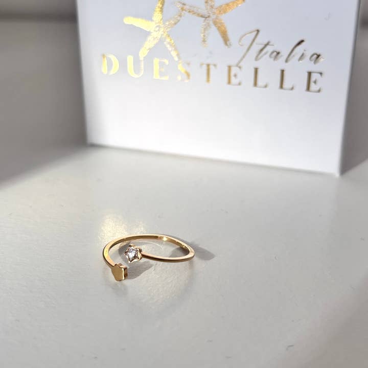 DUESTELLE ITALIA - Wholesale Band/Stacked Ring - Stellar Touch - Adjustable Ring with Star and Zircon2