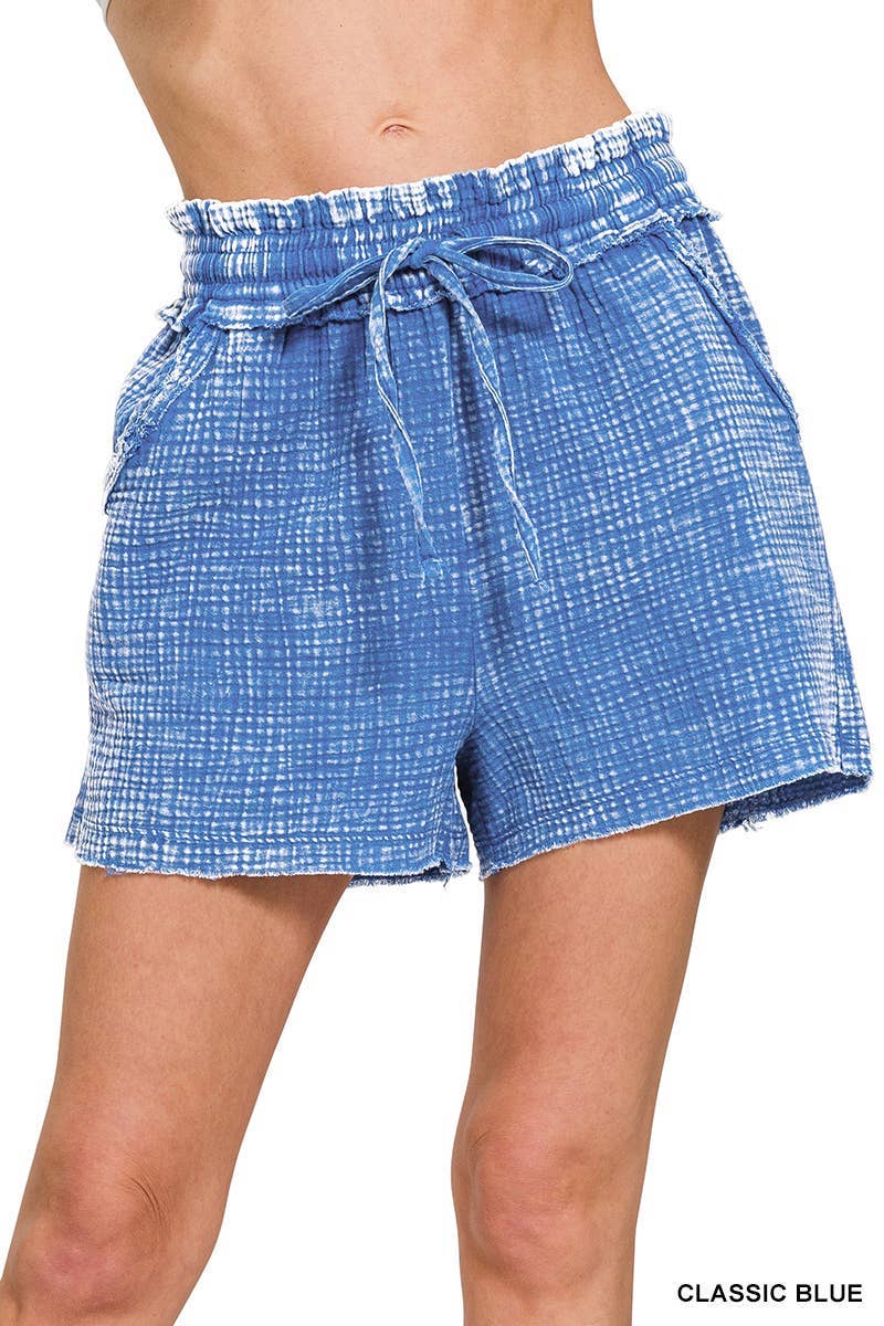 Vanilla Monkey – Calções – Mulher por atacado – Calções Lavadas com Gaze Dupla com Bainha Desfiada3