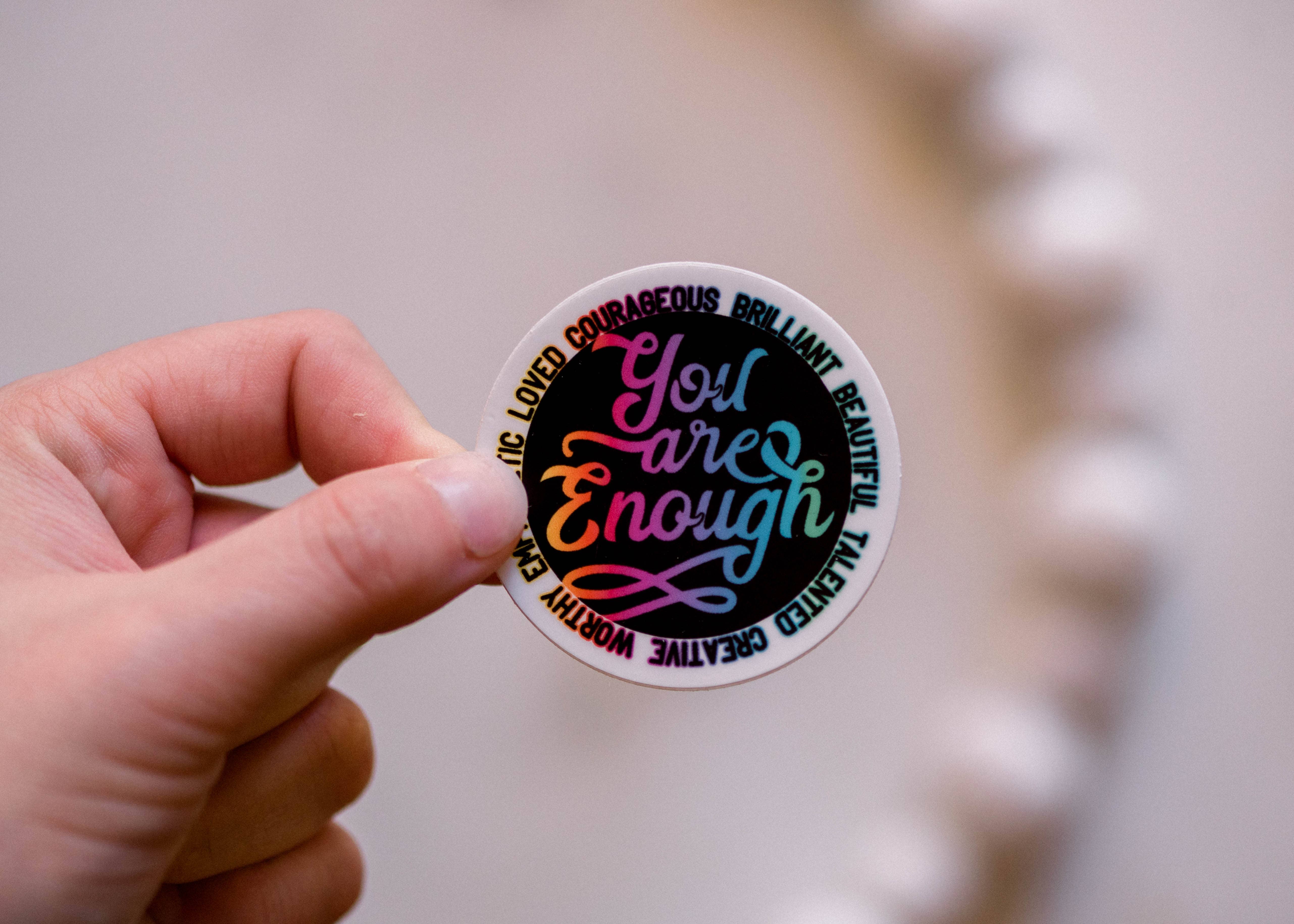 Savannah and James Co – wholesale Sticker – 50 Stickers - You Are Enough Rainbow Mini, Sticker 2x20