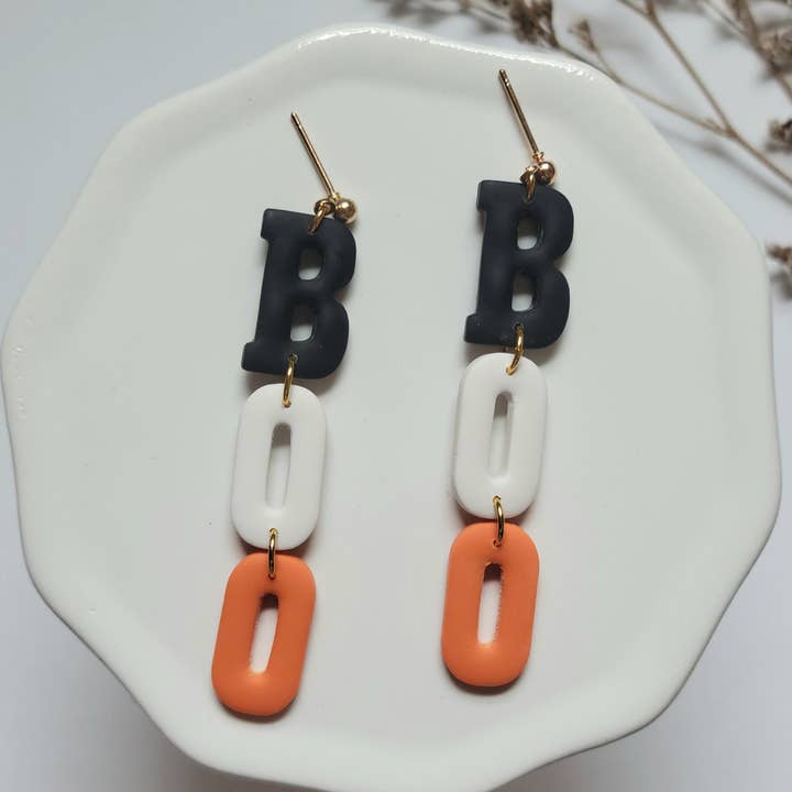 The Boo Dangles-Polymer Clay Halloween Earrings for wholesale by Harper Klay Co