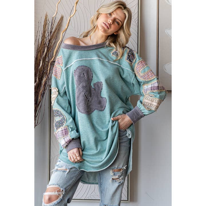 TOP DE MANGA LARGA CON ESTAMPADO DE PATCHWORK ROCK AND ROLL para venta al por mayor de Oli&Hali